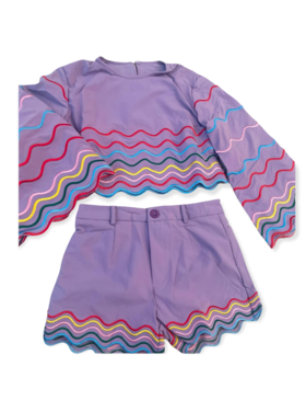 Lola and the Boys Rainbow Wave Short Set