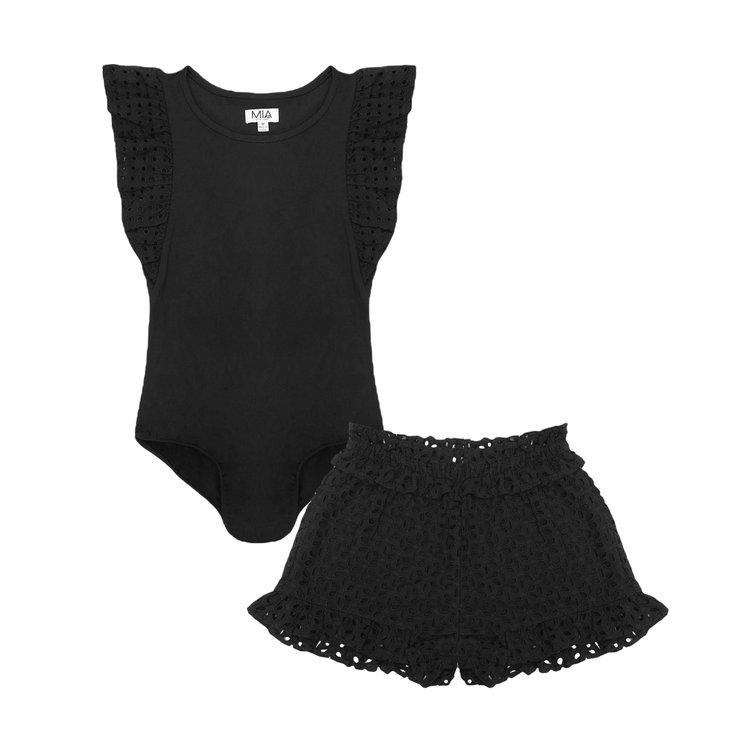 Mia New York Mia Eyelet Bodysuit Short Set