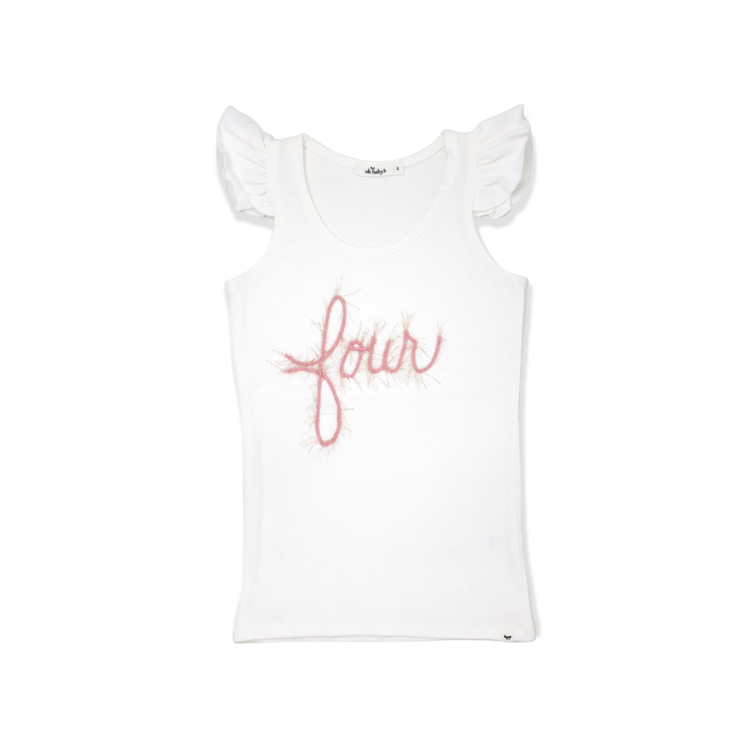 Oh Baby! Oh Baby! "Four" Flutter Sleeve Tank
