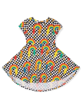 Rock Your Baby RYB Checkerboard Rainbow SS Dress