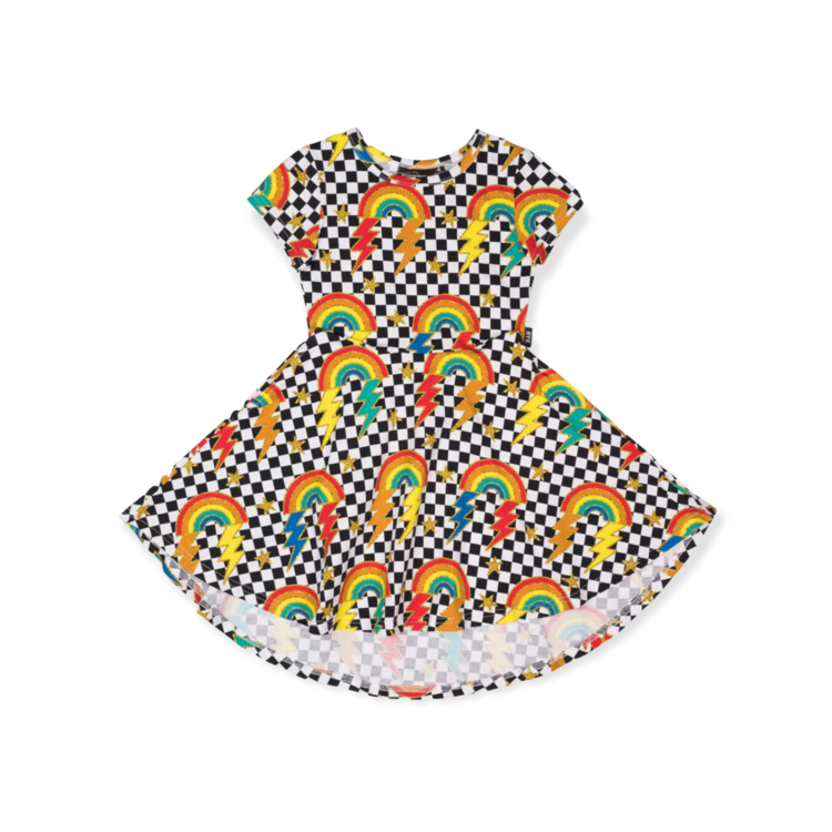 Rock Your Baby RYB Checkerboard Rainbow SS Dress