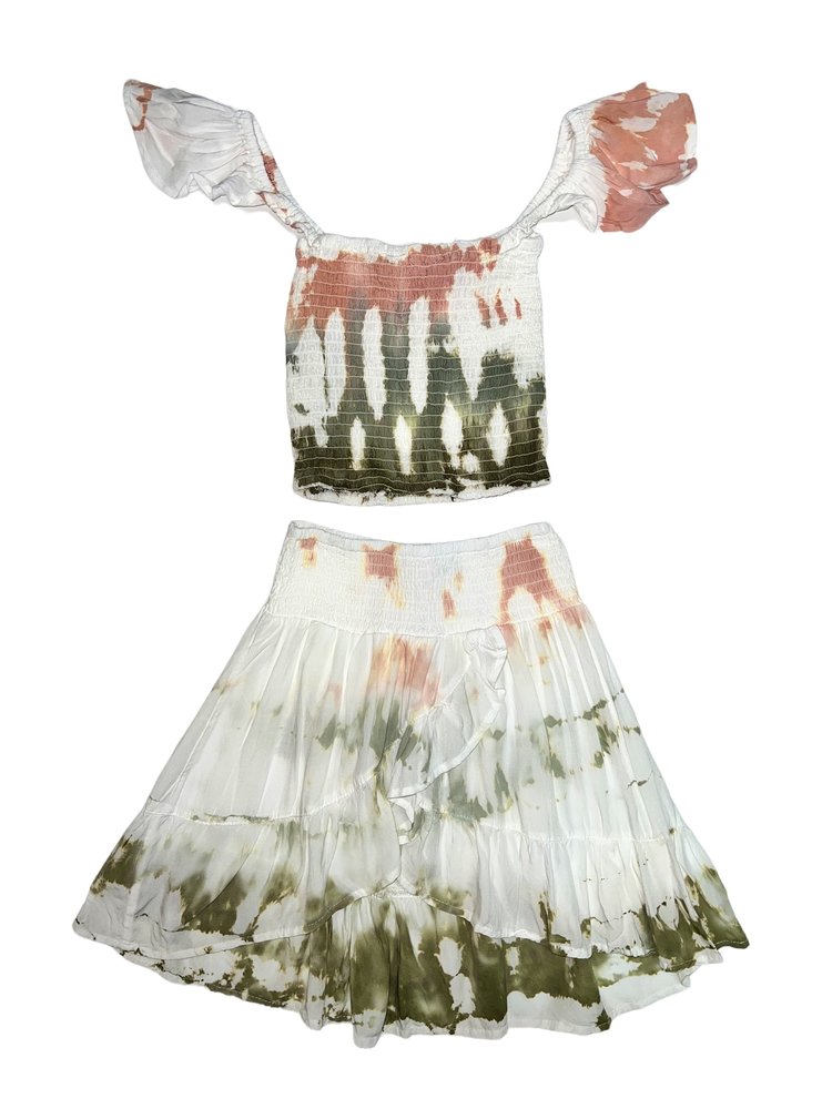 Vintage Havana VH Smocked Criss Cross Ruffle Skirt Set