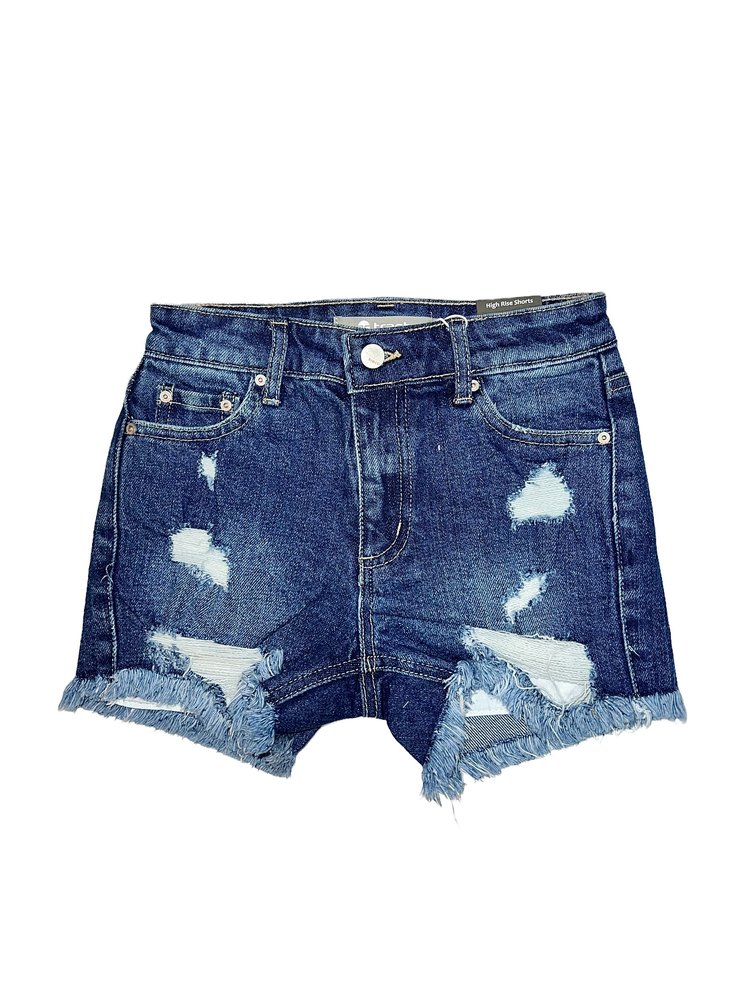 Tractr Hi Rise Destructed Shorts