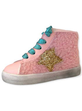 Lola and the Boys Faux Sherpa High Top Star Sneaker