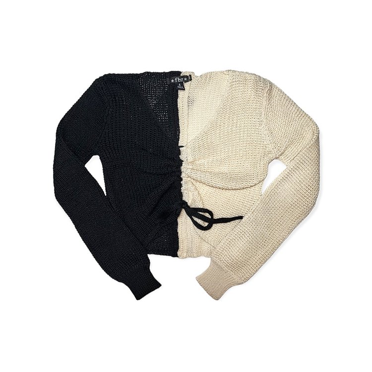 Flowers by Zoe FBZ Ruched Crop Sweater