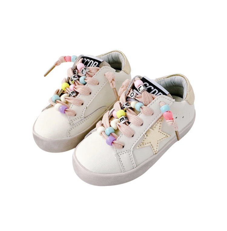 CALAKIDS XO XO Gold Star Bead Sneakers