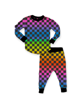 Rowdy Sprout Checkers LS Bamboo Set