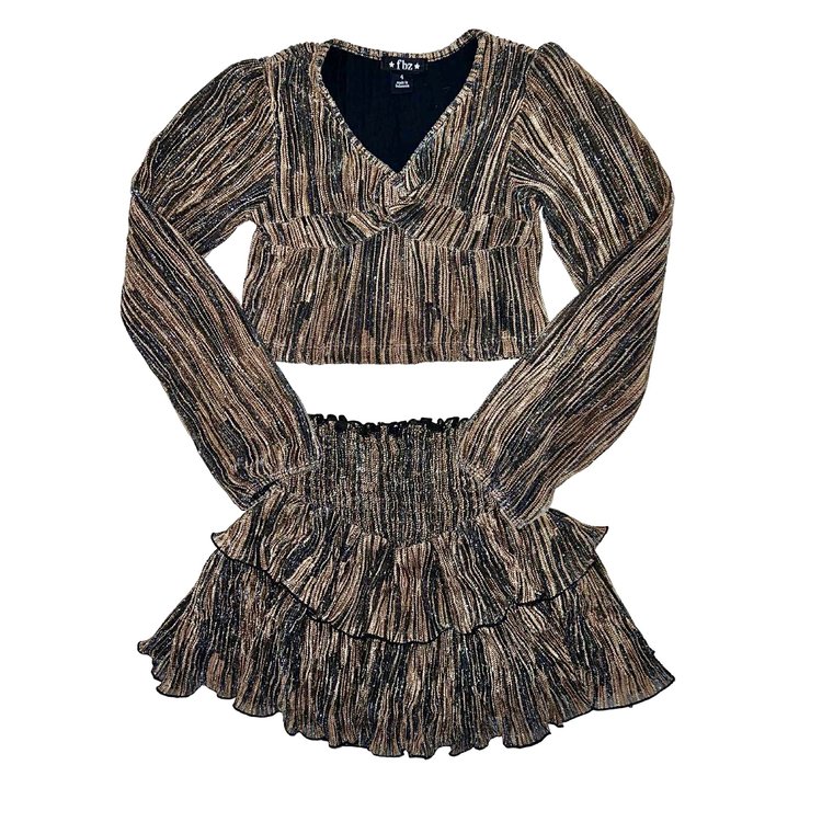 Flowers by Zoe FBZ Bronze Ruffle Skirt Set