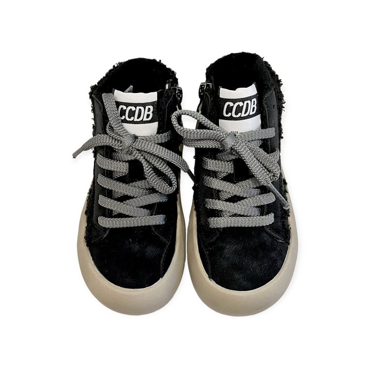 CALAKIDS XO Faux Sherpa High Top Star Sneaker