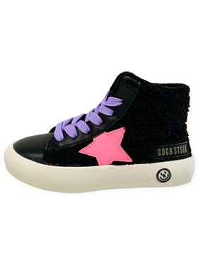 CALAKIDS XO Faux Sherpa High Top Star Sneaker