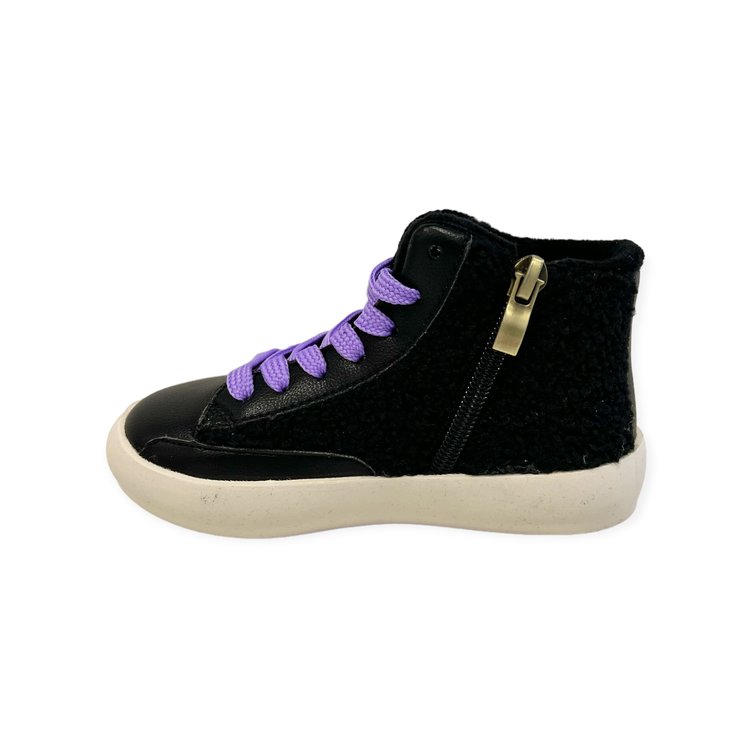 CALAKIDS XO Faux Sherpa High Top Star Sneaker
