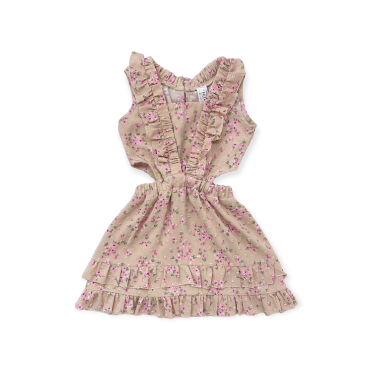 Little Mass/Tru Luv Ruffle Cut-Out Floral Dress