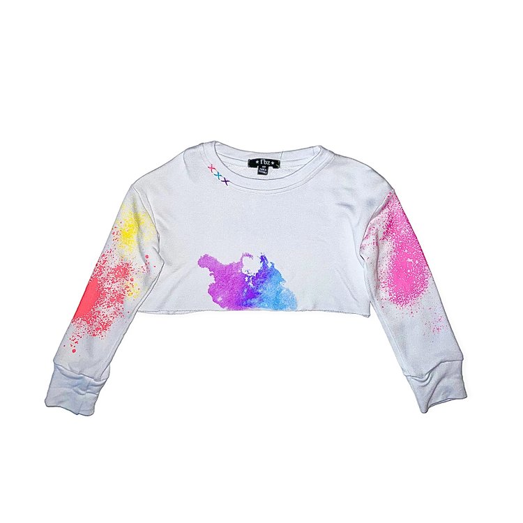 Flowers by Zoe FBZ Paint Splash Crop Sweatshirt