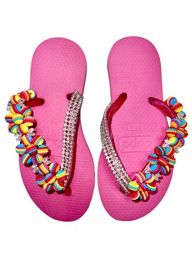 Planet Sea Acrylic Flowers Flip Flops