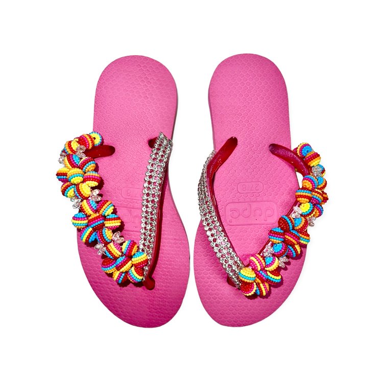 Planet Sea Acrylic Flowers Flip Flops