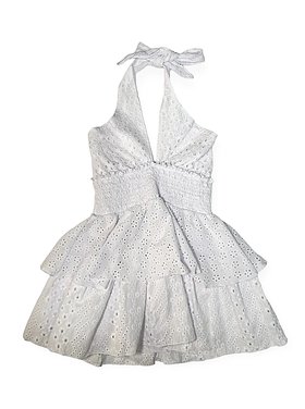 Flowers by Zoe Halter Eyelet Ruffle Dress