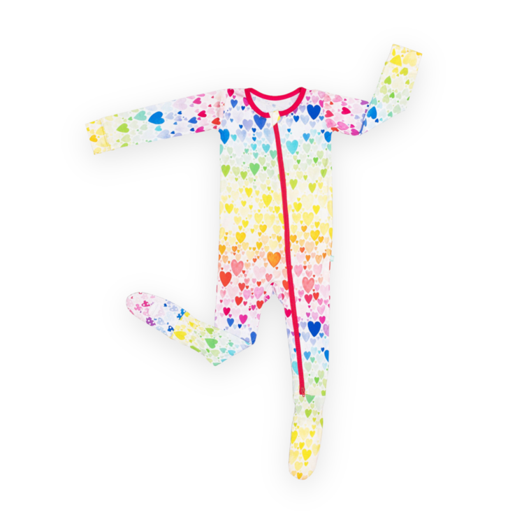 Macaron + Me Rainbow Hearts Footie