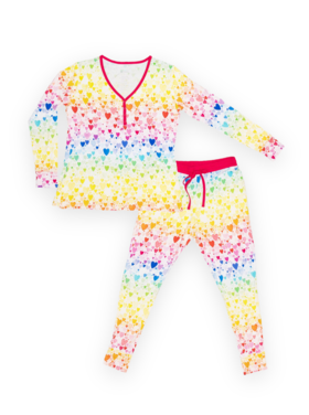 Macaron + Me Women's Rainbow Hearts PJ