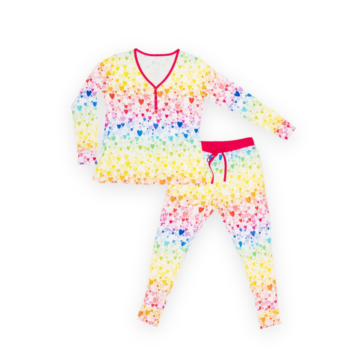 Macaron + Me Women's Rainbow Hearts PJ