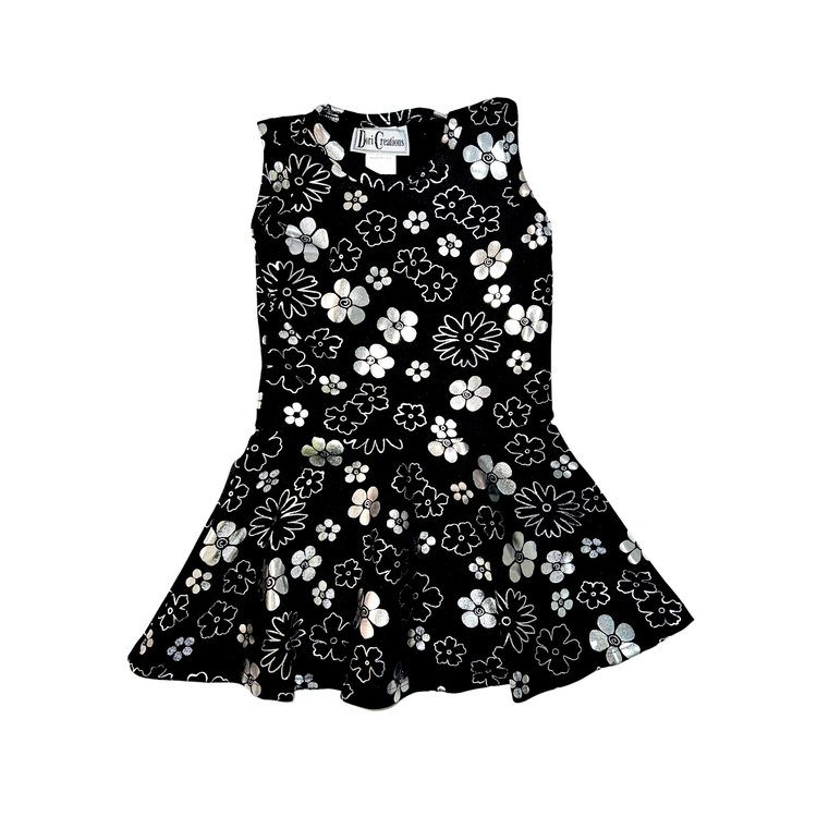 Dori Creations Dori Metallic Silver Flower Tank Dress