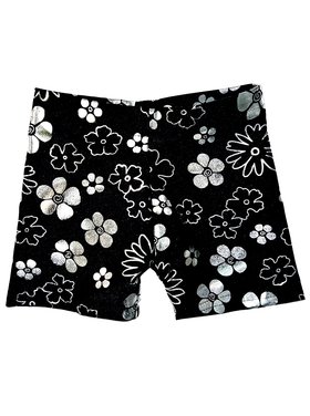Dori Creations Metallic Silver Flowers Lamé Biker Shorts