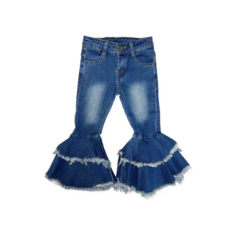 ML Fashion Bell Bottom Fray Jeans