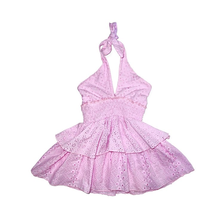 Flowers by Zoe Halter Eyelet Ruffle Dress