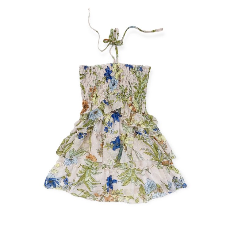 Little Mass/Tru Luv Floral Smocked Cut Out Ruffle Dress