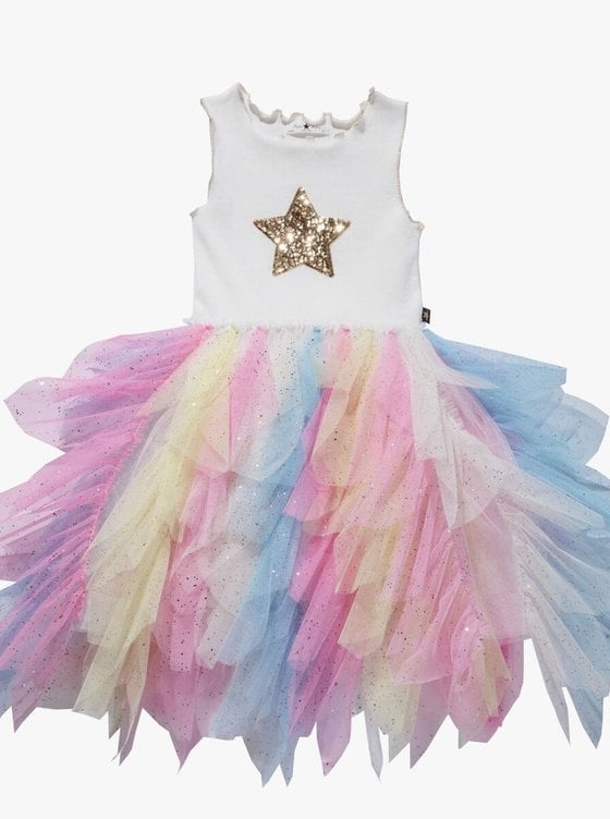 Rainbow Mesh Twofer Dress - Calakids