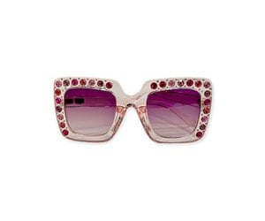 Bari Lynn Crystallized Square Sunglasses - White / Rainbow