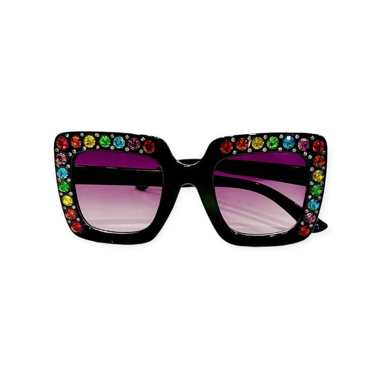 Bari Lynn Crystal Square Sunglasses