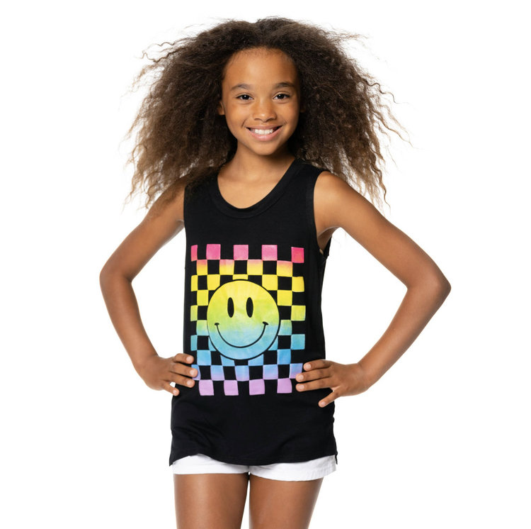 Malibu Sugar Checkered Smiley Face Tank