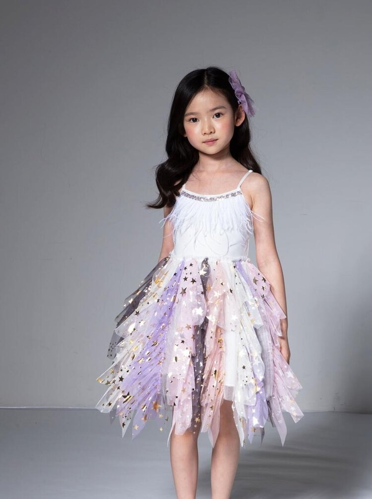 Petite Hailey Fur Waved Star Tutu Dress