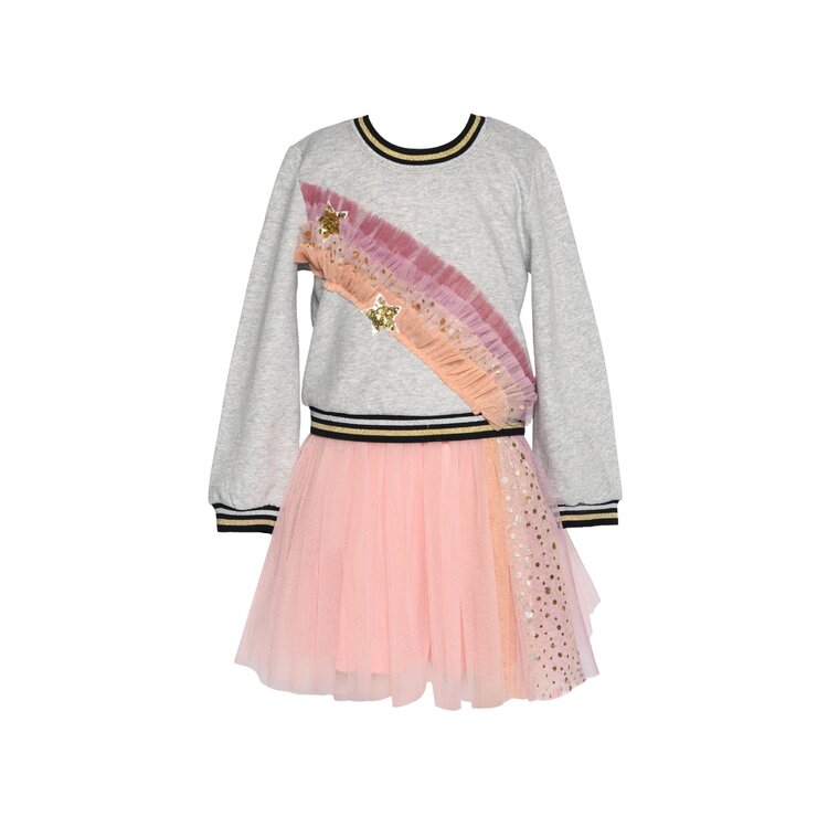 Sara Sara Rainbow Mesh Twofer Dress