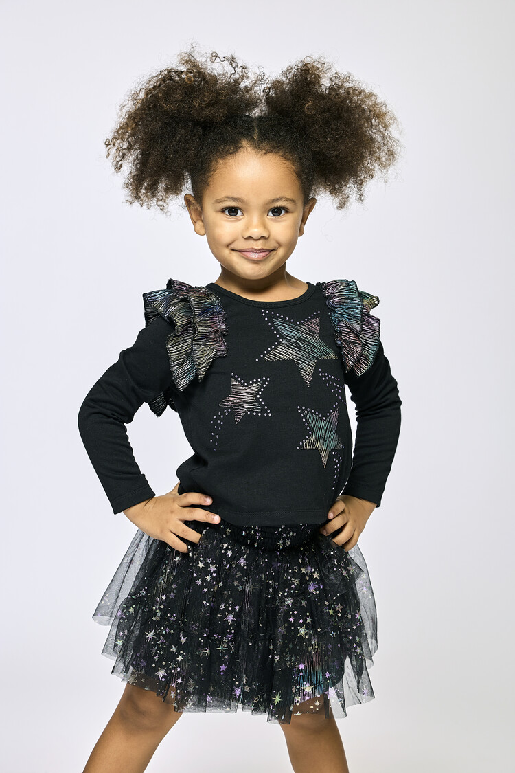 Sara Sara Star Mesh Ruffle Tutu Skirt