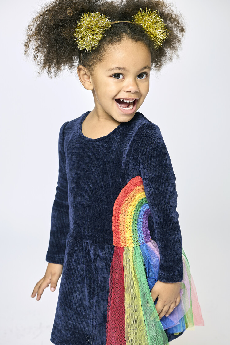 Sara Sara Rainbow Sweater LS Dress