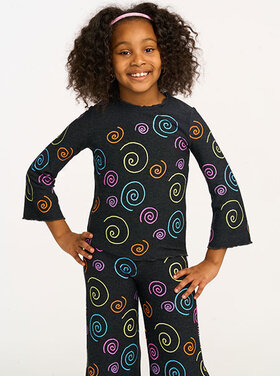 Chaser Rainbow Swirl Ruffle Neck Long Sleeve