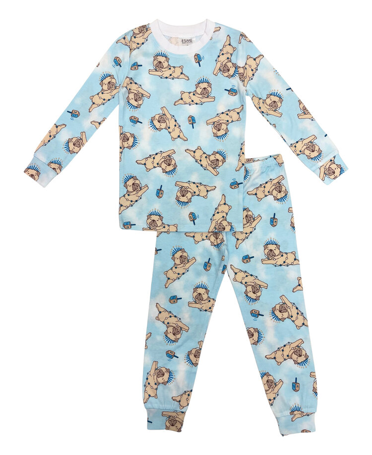 Esme Hanukkah Pugs LS PJ Set