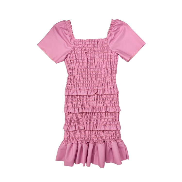 Cheryl Creations Kids Smock Faux Leather Dress