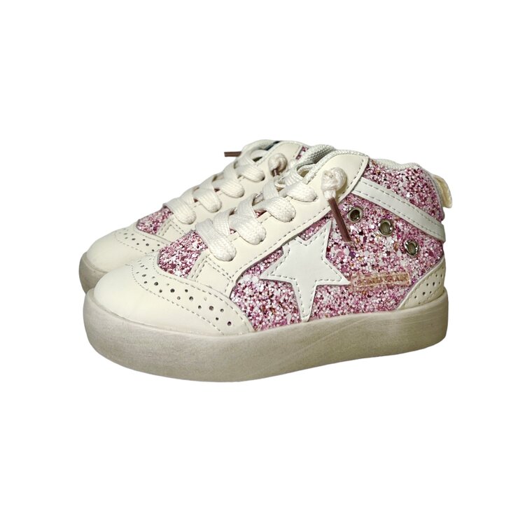 CALAKIDS XO XO White Star Glitter Midi Sneakers
