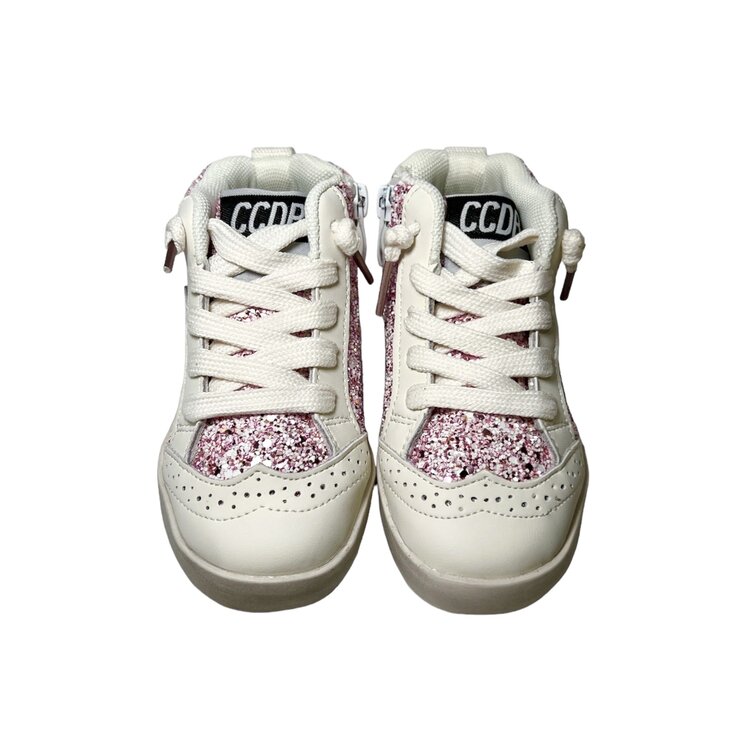 CALAKIDS XO XO White Star Glitter Midi Sneakers