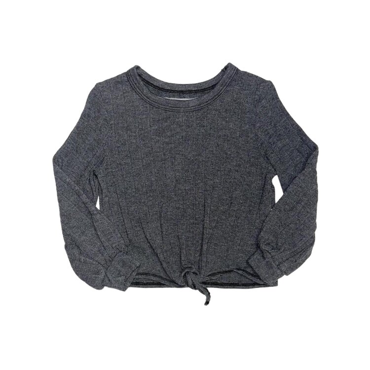 T2 Love Wide Rib Puff Sleeve Tie Top