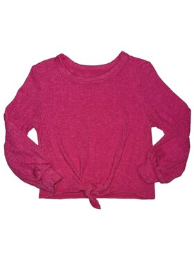 T2 Love Wide Rib Puff Sleeve Tie Top