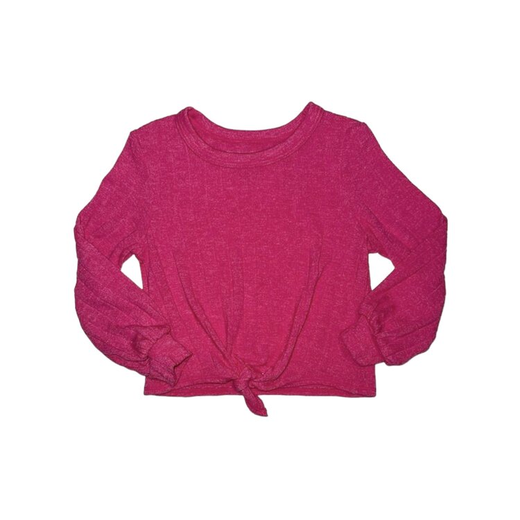 T2 Love Wide Rib Puff Sleeve Tie Top