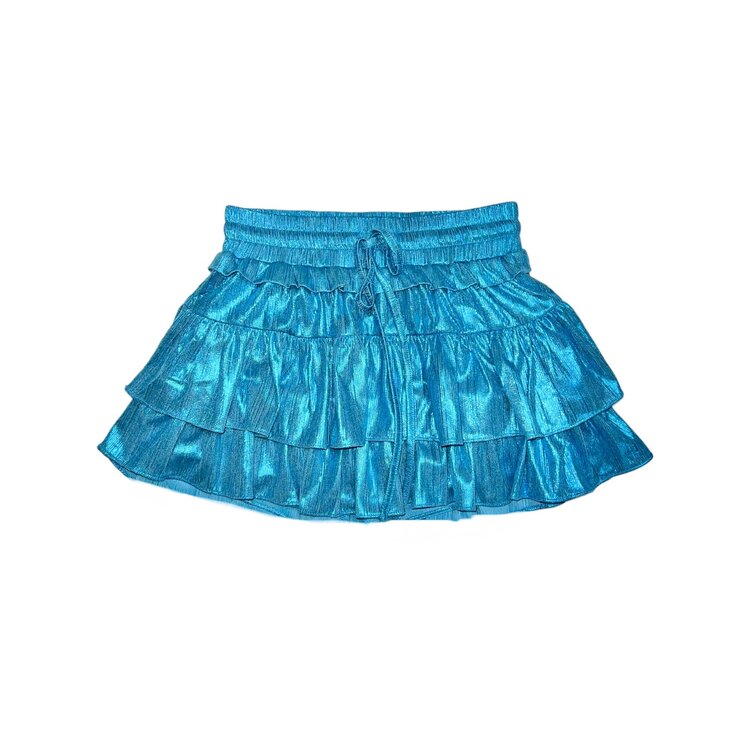 Day + Moon Iridescent Ruffle Tiered Skort