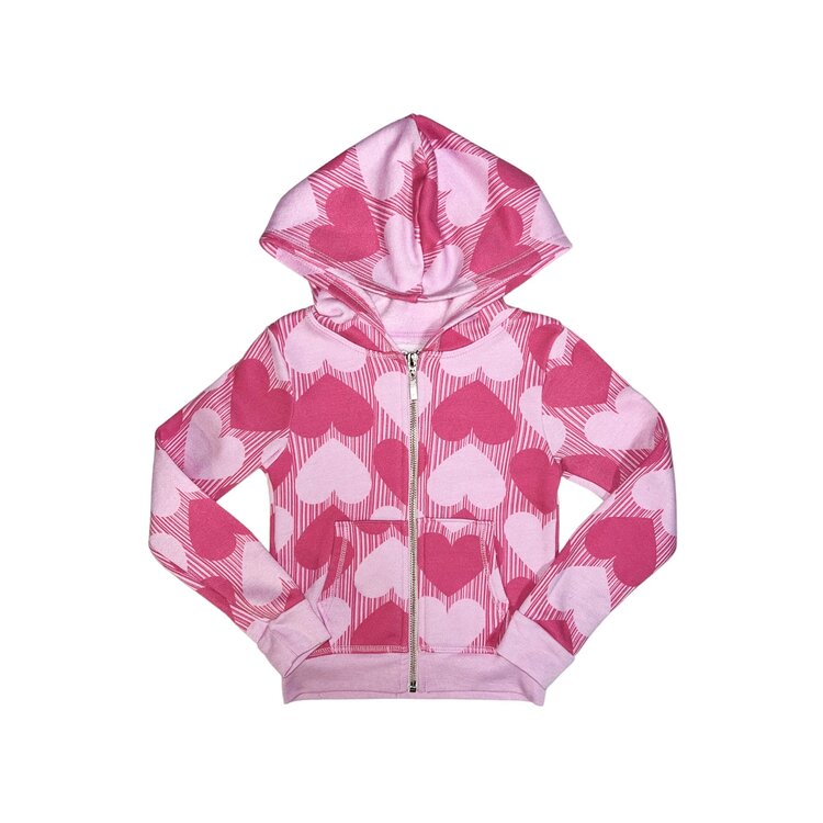 T2 Love Hearts Print Zip Hoodie