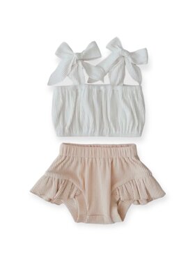 Lucky Panda Kids Ribbed Crop Tie Top Set