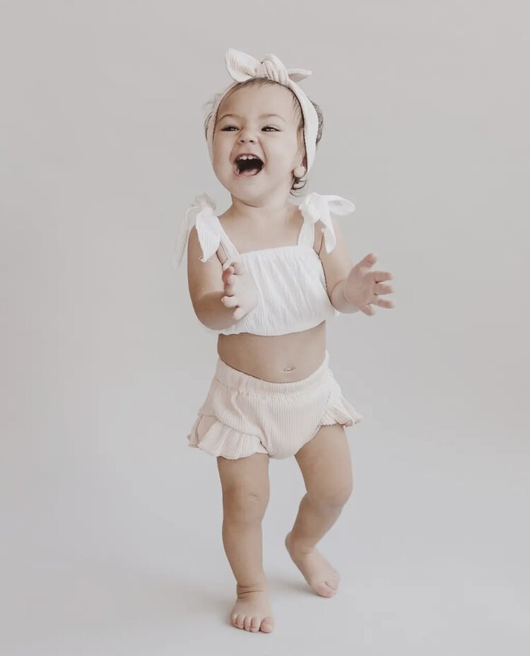 Lucky Panda Kids Ribbed Crop Tie Top Set