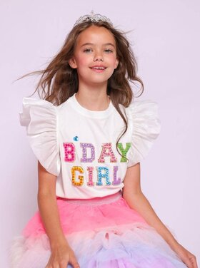Lola and the Boys Birthday Girl Ruffle Gem Tee