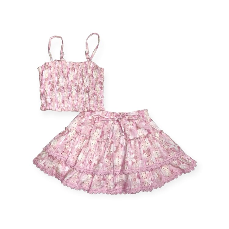 Flowers by Zoe Floral Eyelet Smock Skirt Set